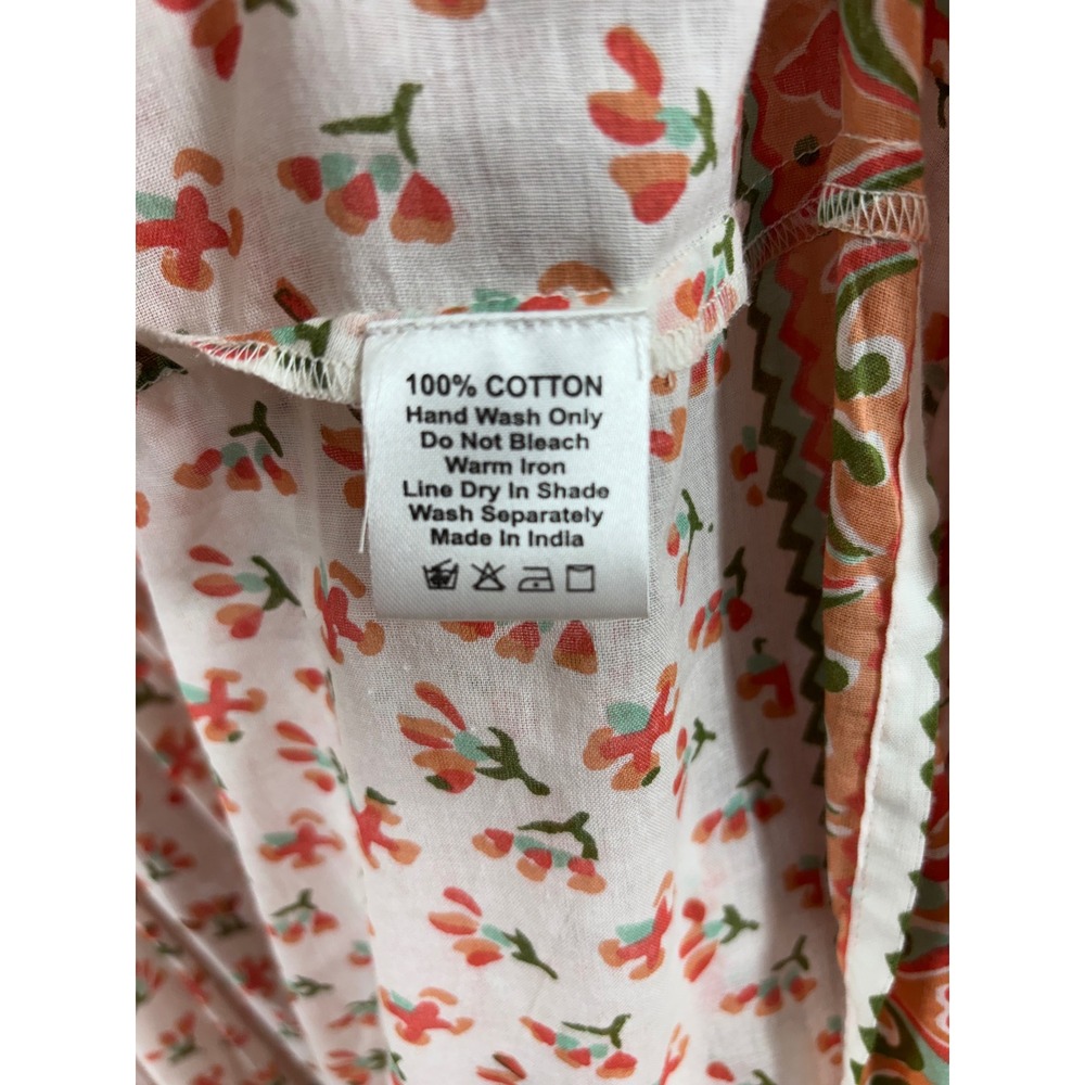 Daughters of India Kyra Midi Dress Apricot Floral Cotton Block Print 2XL XXL - Picture 8 of 8